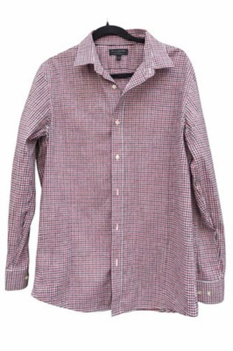 Banana Republic Men’s Large Button Up Shirt Red Blue Gingham Check Long Sleeve